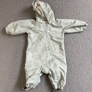 Newbie Baby Rain Wind Suit Fully Lined Size 62 2-4 Months 0-3 Months Green